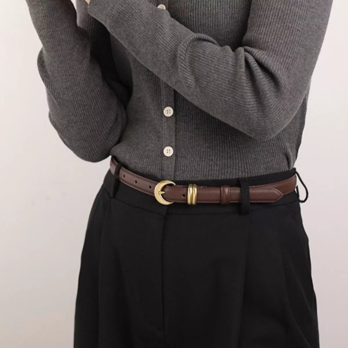 The Alden Buckle Belt by Lane & Aston, front view