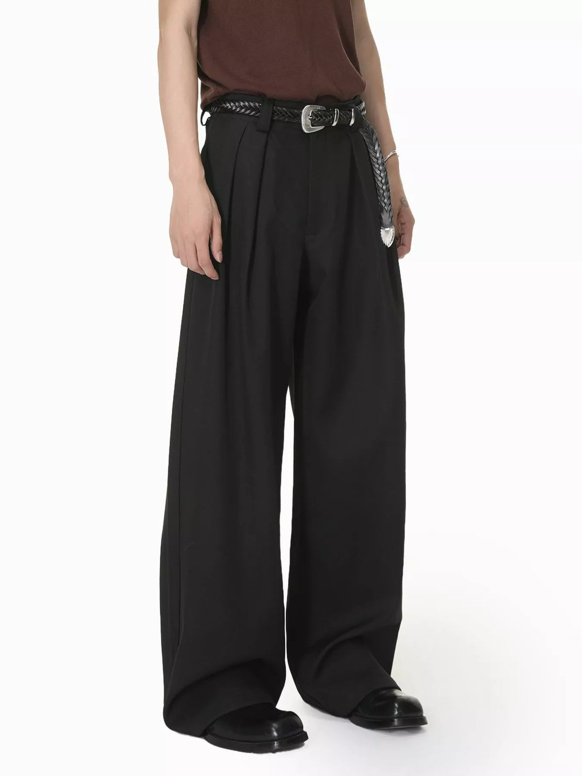The Mercer Pleated Trouser by Lane & Aston, side view