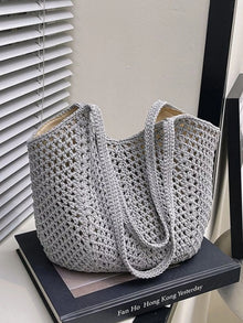 The Solara Woven Shoulder Bag by Lane & Aston, close-up