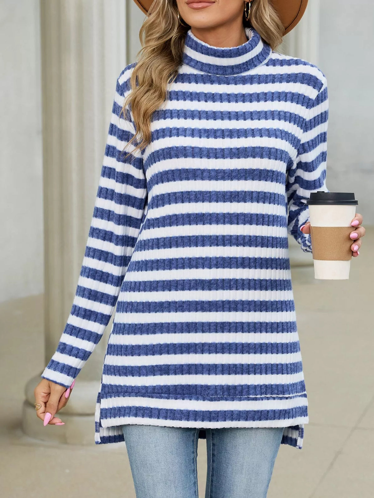 The Elodie Ribbed Turtleneck by Lane & Aston, view 9