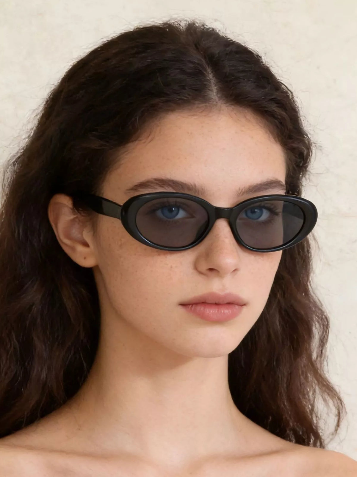 The Solene Oval Sunglasses by Lane & Aston, front view