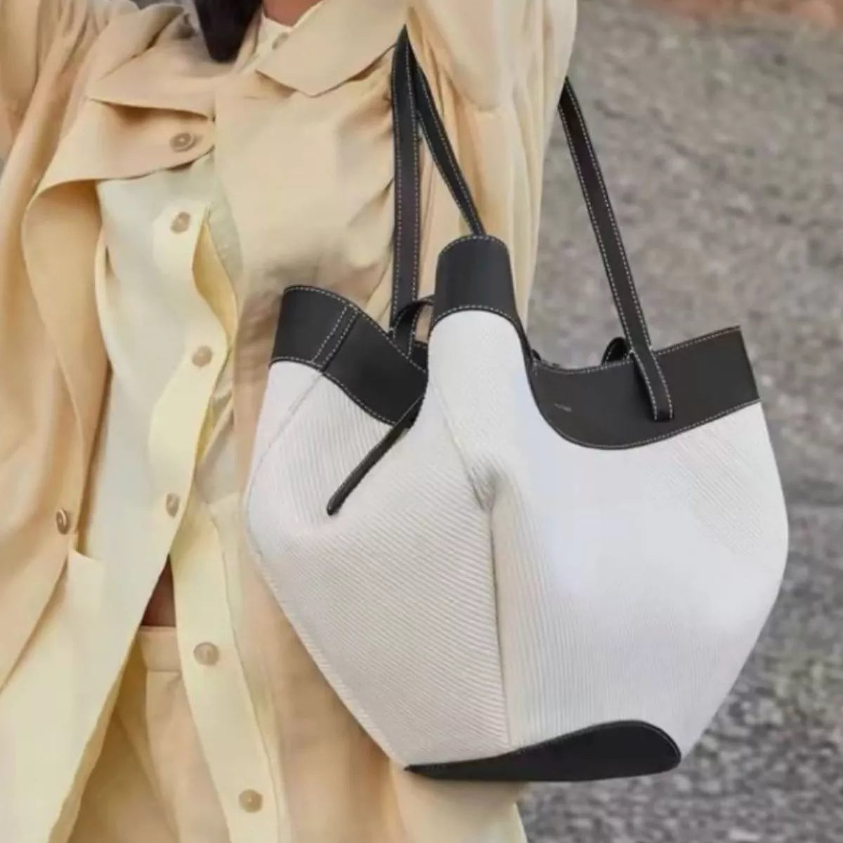 The Bianca Two-Tone Handbag by Lane & Aston, front view