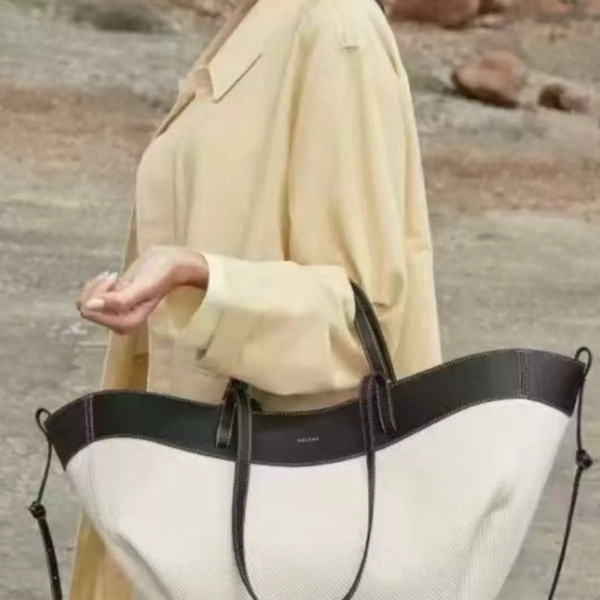 The Bianca Two-Tone Handbag by Lane & Aston, detail view