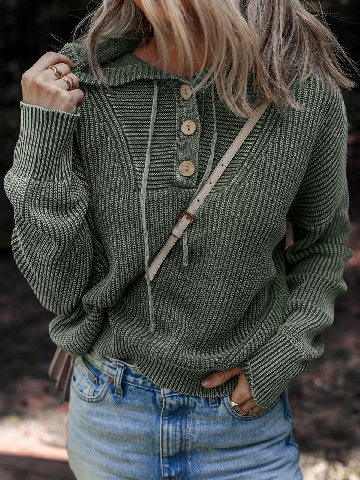 The Arden Ribbed Hooded Knit by Lane & Aston, view 6