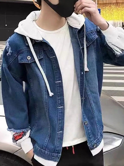 The Knox Patchwork Denim Jacket by Lane & Aston, side view