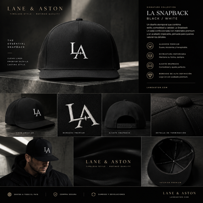 LANE & ASTON CITY STANDARD CAP — Embroidered Flat Bill Snapback