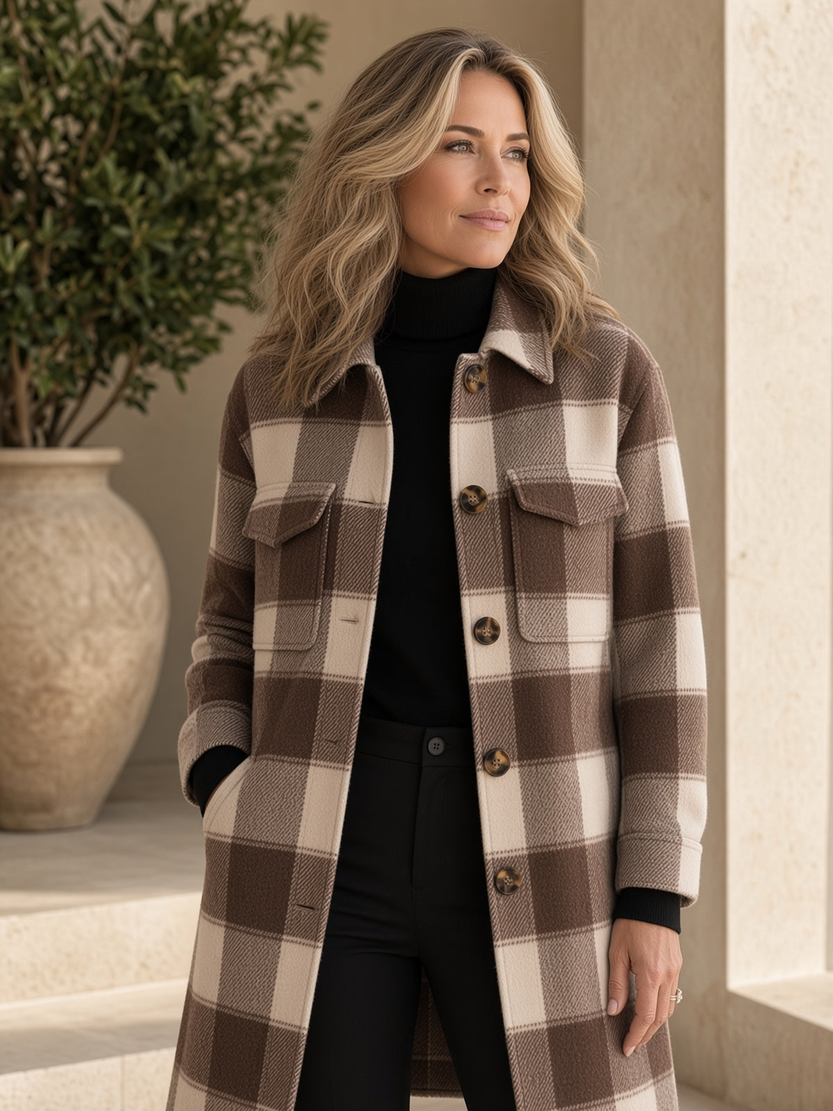 The Hartwell Plaid Coat by Lane & Aston, front view