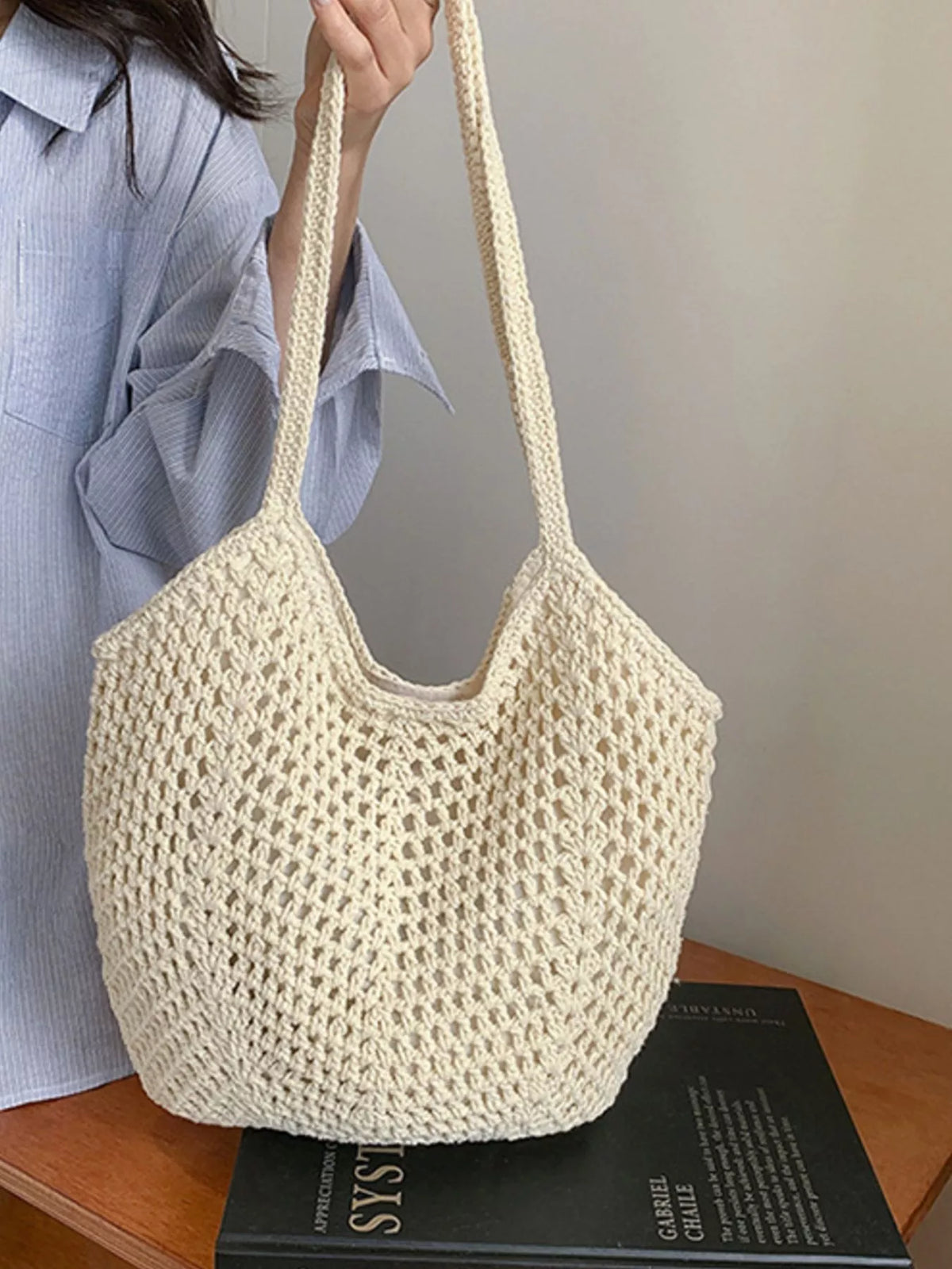 The Solara Woven Shoulder Bag by Lane & Aston, view 9