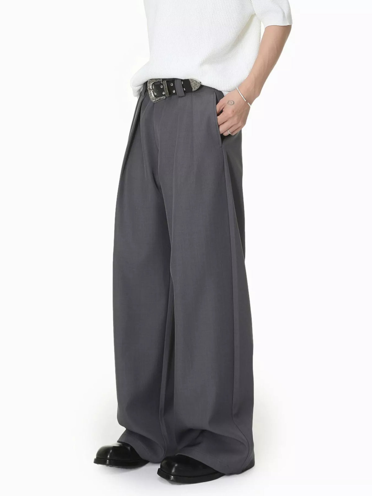 The Mercer Pleated Trouser by Lane & Aston, view 12