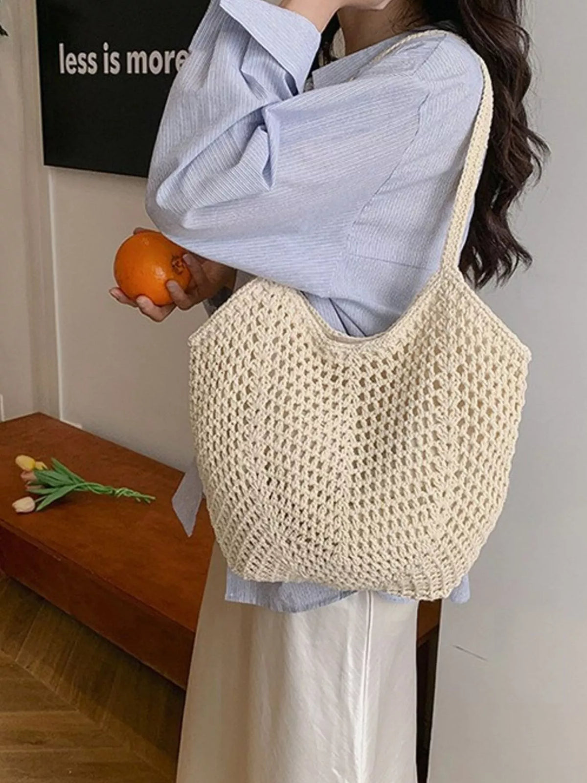 The Solara Woven Shoulder Bag by Lane & Aston, view 8