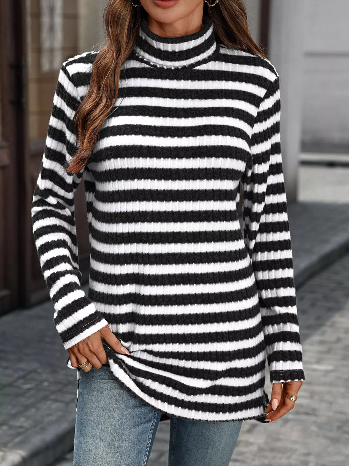 The Elodie Ribbed Turtleneck by Lane & Aston, alternate view